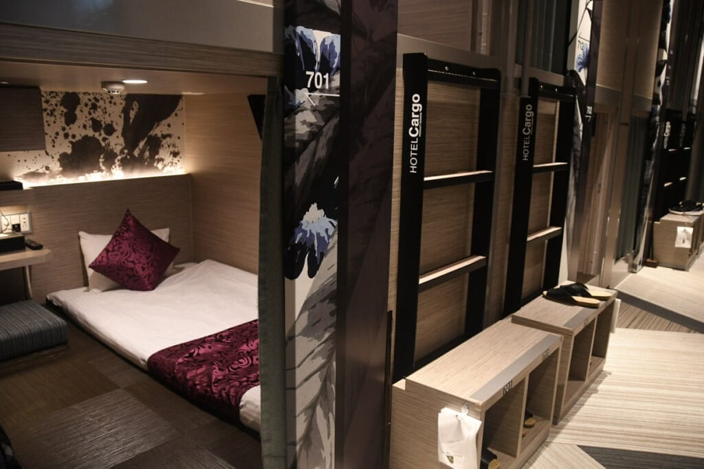 Cargo Capsule Hotel room Osaka Japan