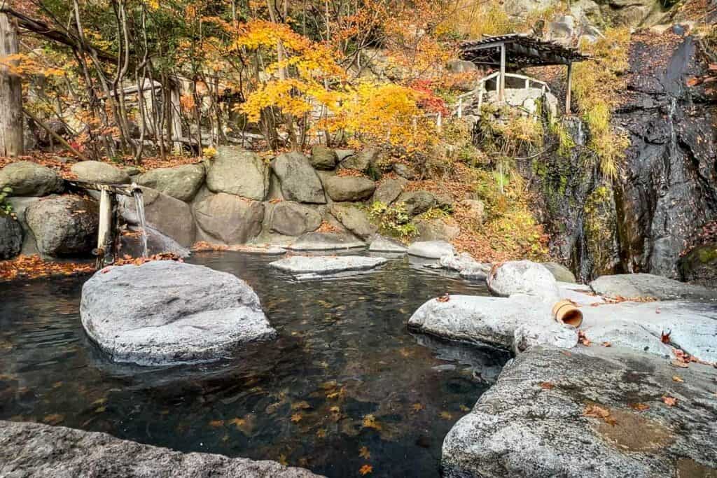 Outdoor onsen at Hatcho No Yu Nikko Japan