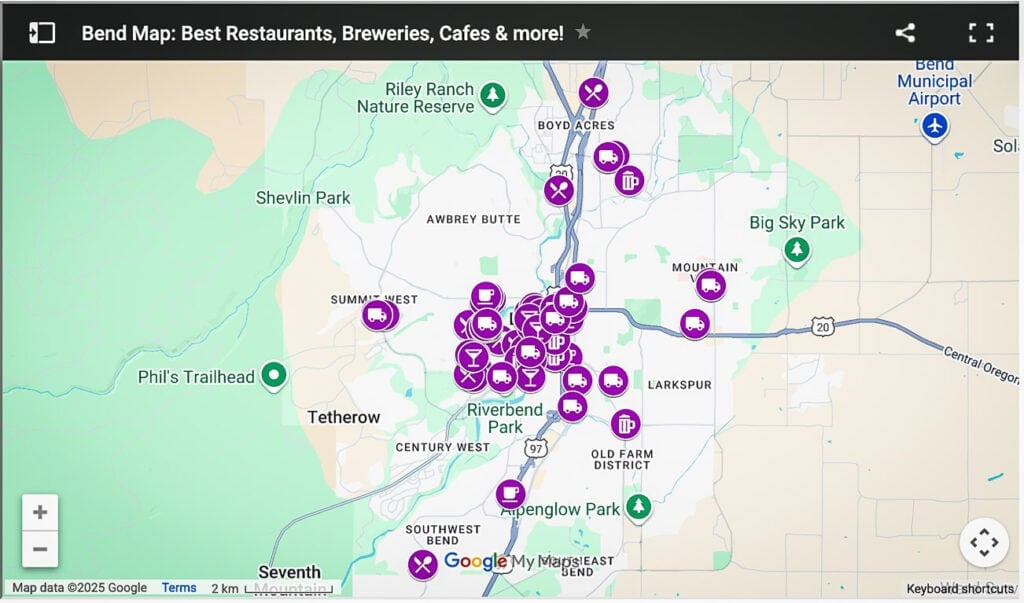 Best Restaurants in Bend map