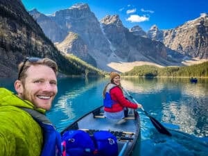 Canoeing on Moraine Lake Banff Canada