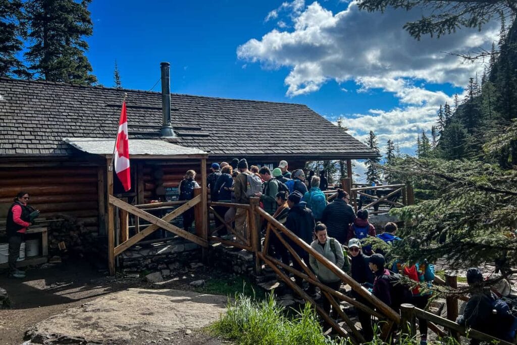 Crowds at Lake Agnes Teahouse Banff Canada