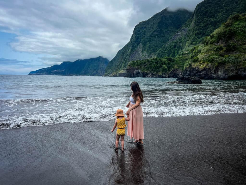 Black Sand Beach in Seixal, Madeira, Portugal