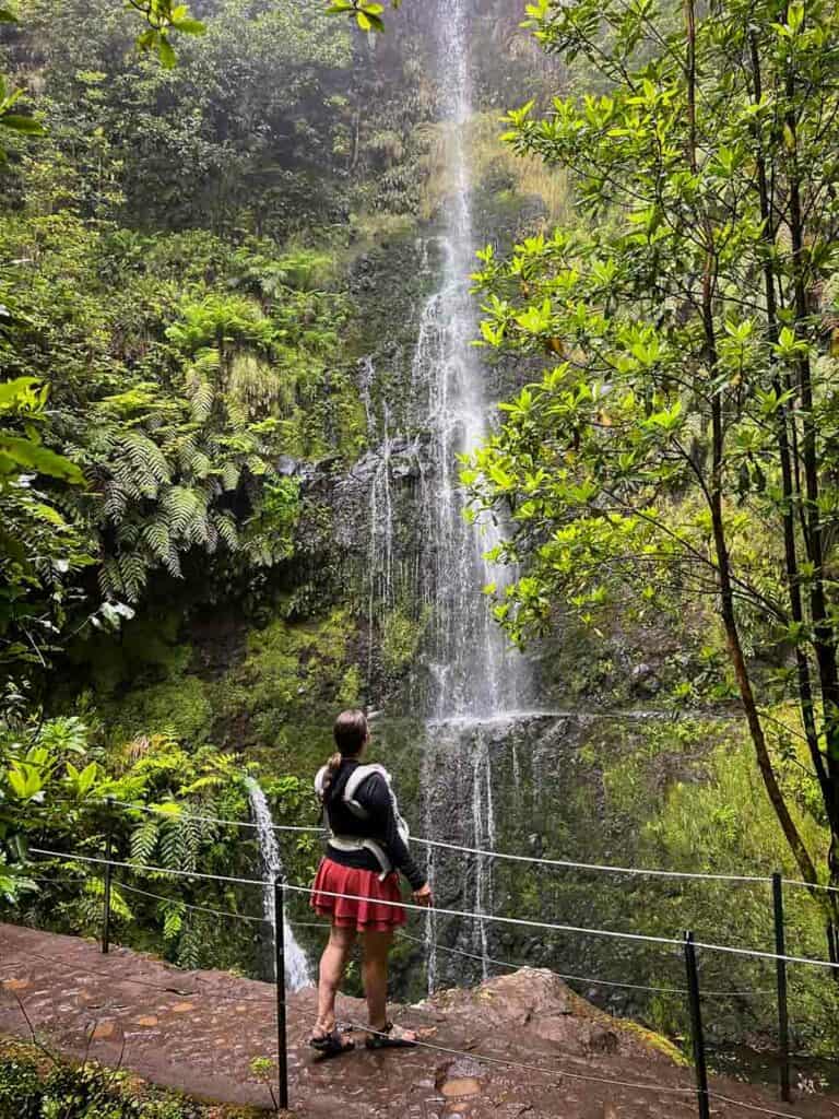Waterfall on the Levada do Caldeirão Verde hike in Madeira, Portugal