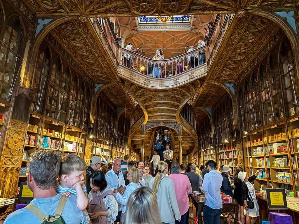 The crowds at Livraria Lello in Porto, Portugal