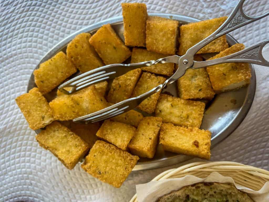 Milho Frito (fried cornmeal) a traditional food in Madeira, Portugal