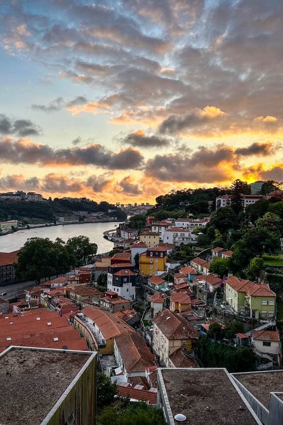 Sunset views from Musa Park in Porto, Portugal