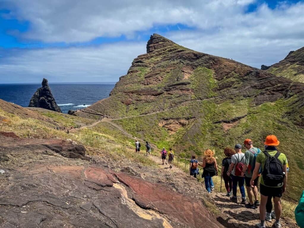 Crowds on the PR8 Ponta de São Lourenço trail in Madeira, Portugal
