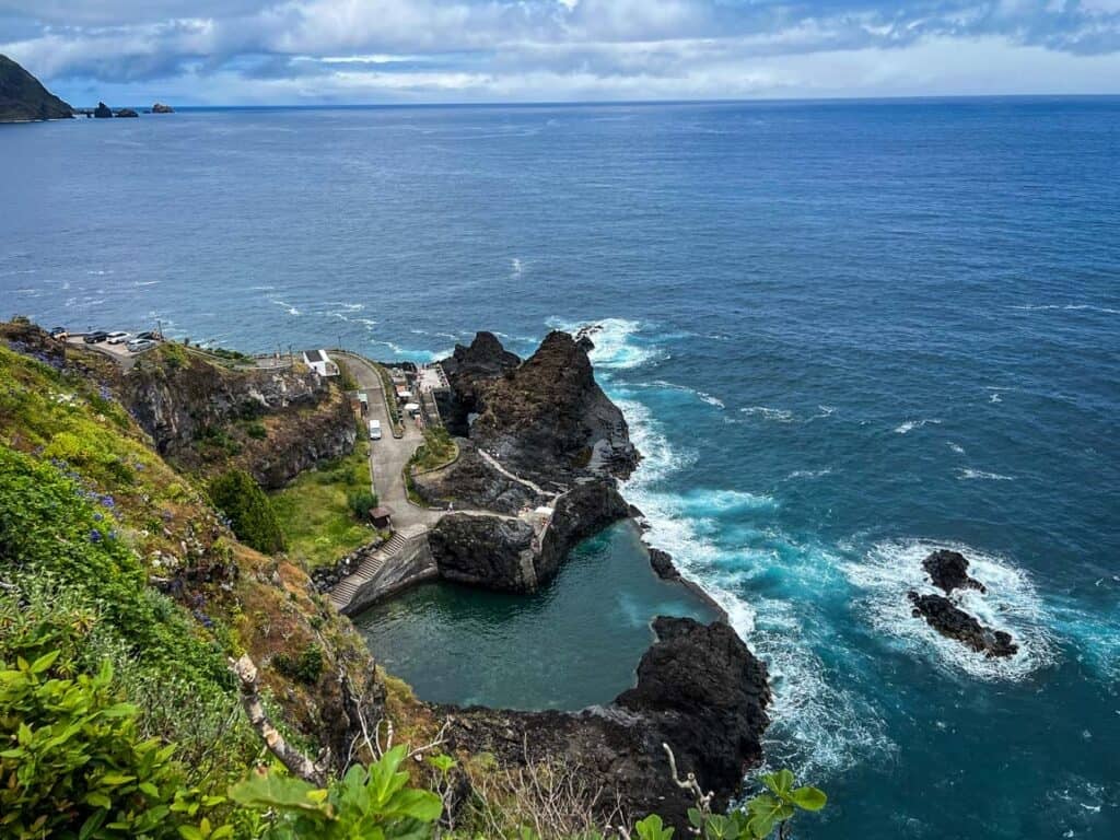 The Natural Swimming Pools from above in Seixal, Madeira, Portugal