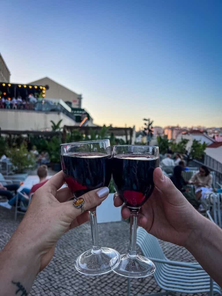 Drinks at Topo Chiado Rooftop bar in Lisbon