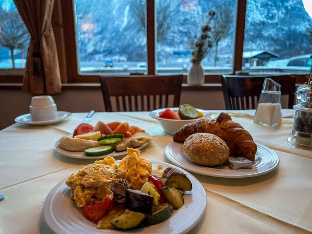 Breakfast at the Heritage Hotel in Hallstatt, Austria