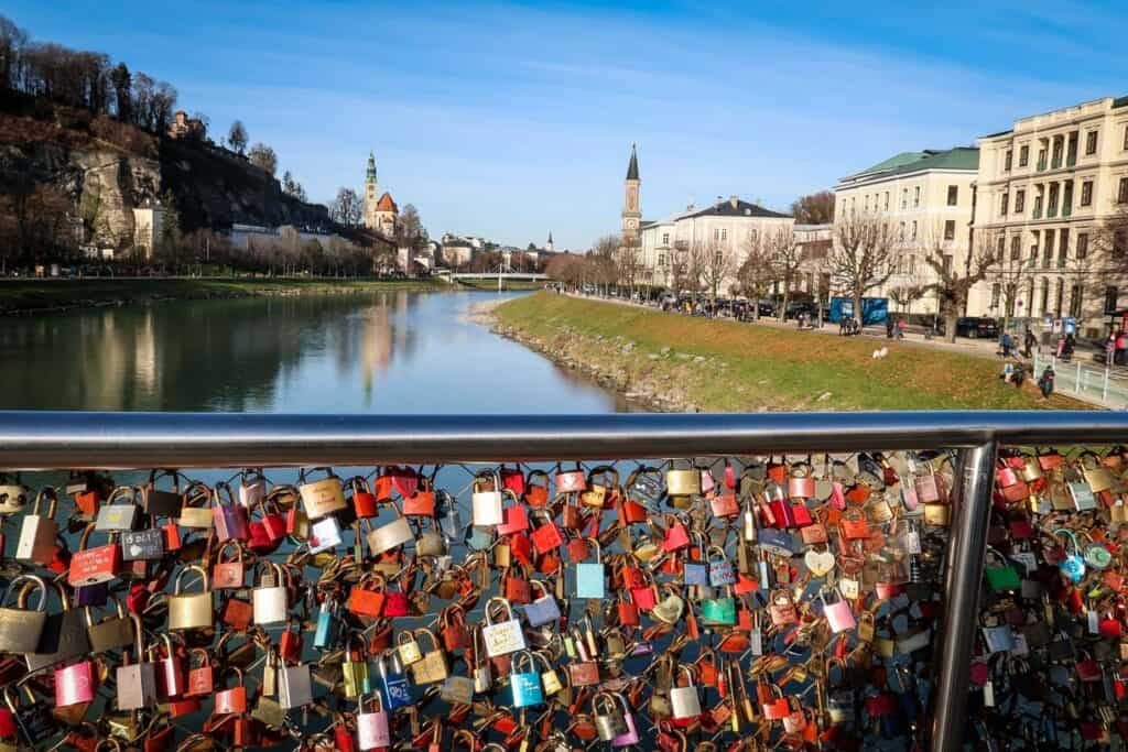 The Makartsteg Bridge in Salzburg, Austria during the day