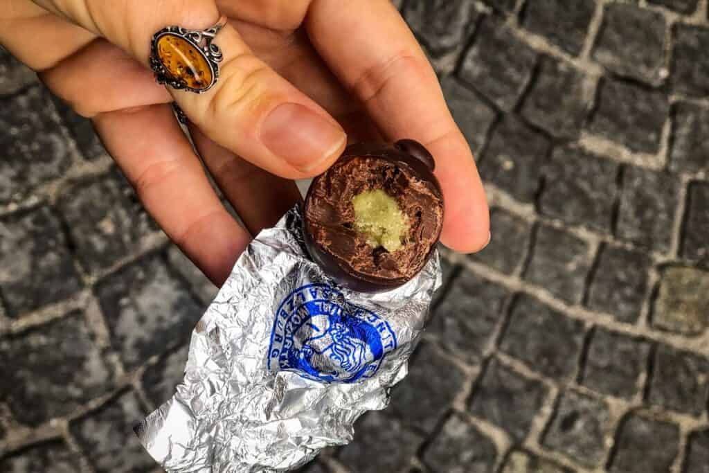 Original silver-wrapped Mozart Ball from Cafe Fürst