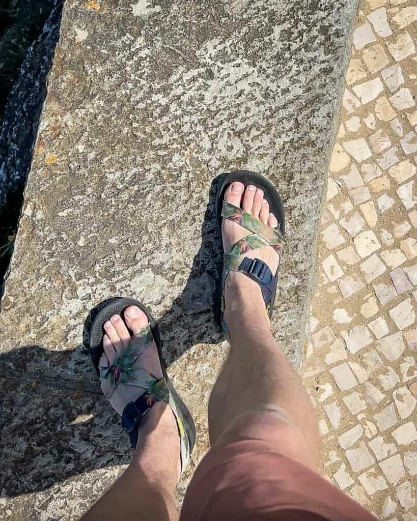 Ben wearing Chacos in Portugal