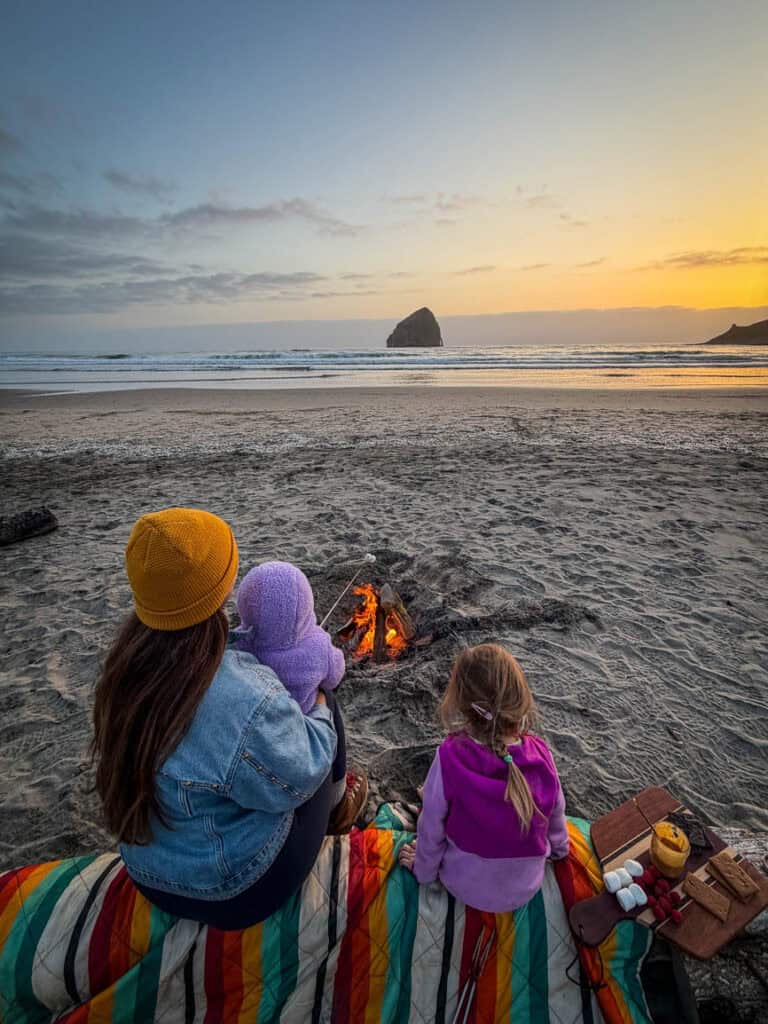 Beach bonfire Pacific City Oregon Coast