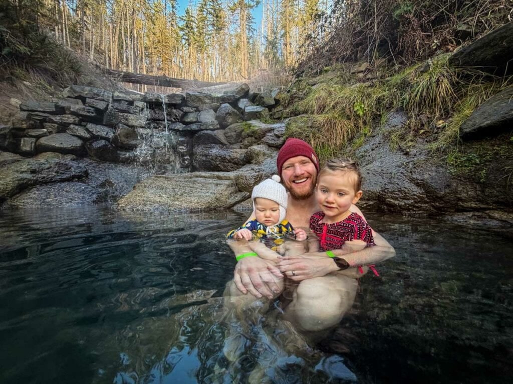 Ben & girls at Terwilliger Cougar Hot Springs