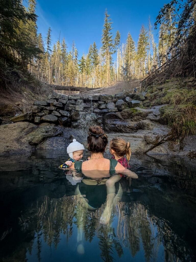 Katie & the girls at Terwilliger Cougar Hot Springs