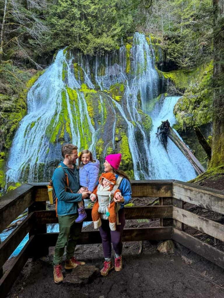 Family portrait at Panther Creek Falls Washington