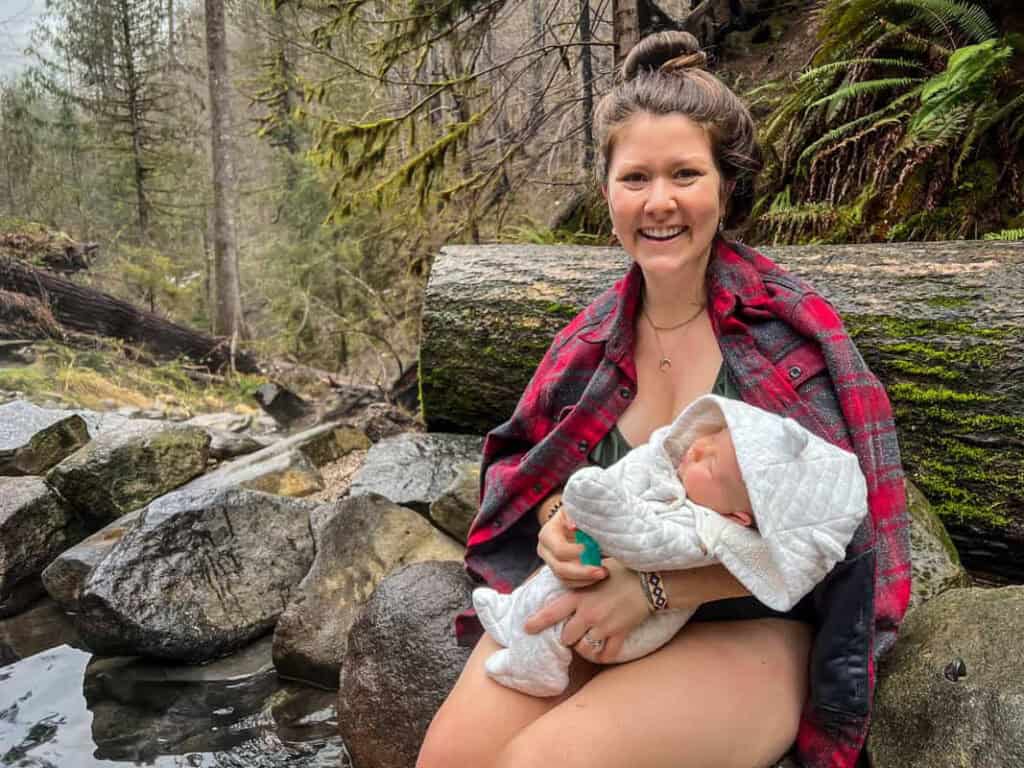 Katie & baby Juniper at Terwilliger Cougar Hot Springs Oregon