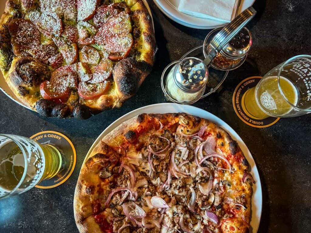 Double Mountain Hood River pizza and beer
