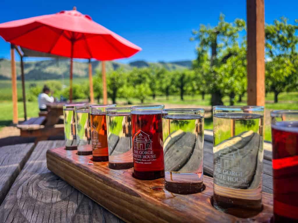 The Gorge White House cider flight